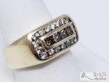 14 K Gold Ring, Diamond Inlay, With 22 Diamonds, Size 9.5, weighs 13.4g Current Appraisal $3900.00