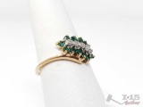 10k Gold Ring with 4 Diamonds, 1.8 grams, Size 6.5