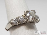 14k White Gold Engagement Ring with 1ct Diamond w/Four .15ct Accent Diamonds 3.6g Apprised at$14,700