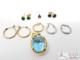Assorted 14k Gold Earrings and a Pendent, 11.4g
