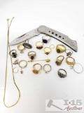 Assorted Costume Rings and a Pocket Knife