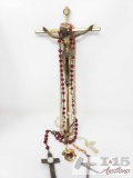 Crucifix , 3 Rosaries and a Necklace