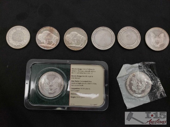 9 Fine Silver .999 1ozt Commemorative Silver Coins