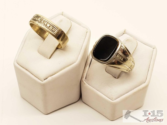 10k Gold Ring Size 11 with 4 Diamonds, 10k Gold Ring Size 11 with 9 Diamonds, 11.4g