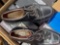 2 Boxes of New and Used Shoes From Size 9 to 10 1/2, Cowboy Boots, Gucci, Bacco Bucci, Sperry,