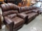 Leather Electric Reclining Couch and 2 Leather Manual Recliners