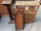 Wicker Cabinet, Pedestal and Antique Wood Panel