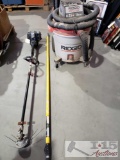 Weedwacker 29cc Gas Trimmer, 13.25 Foot Painters Pole, Ridgid 6.25hp. 16 Gal. Shop Vac