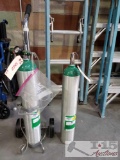 2 Victor Medical Oxygen Tanks, 1 Stand with Wheels