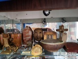 Home Decor , Porcelain Bowl, crucifix, Wood Carved Lion