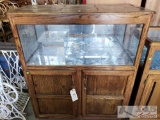 Top Opening Wood and Glass Display Case with Bottom Storage