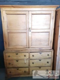 Rustic Wood 6 Drawer Armoire