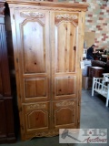 Wooden Flower Carved Armoire