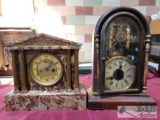 2 Vintage Clocks, 1 Wood and 1 Stone