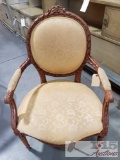 Antique Chair, Cream Designed Fabric
