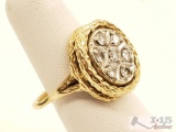 14k Gold Ring with 7 Diamonds, 7.2g, Size 4.5