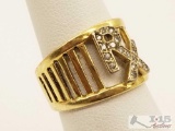 14k Gold Ring, 17 Diamonds, 5.9g, Size 6