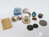 Assorted Costume Jewelry and Coins
