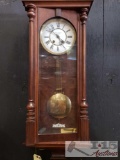Antique Wall Mount Clock with Swinging Pendulu, 
