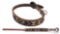 Genuine Leather Dog Collar with Beaded Inlay- Large