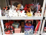 2 Shelves of Coca-cola Collection, Stuffed Bears, Polar Bear Clock and More