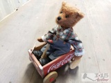 Coca-cola Wood Wagon with Bear