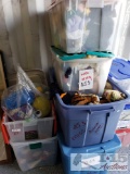 6 Totes of Assorted Disney Plushes, ET Plushes, Cherished Teddies and Other Stuff Animals