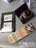 Bettie Page Memorabilia, 2 Pictures Framed, 5 Comic Books, Coaster Set and More..