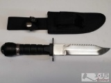 Hunting Knife with Attached Compass with Sheath