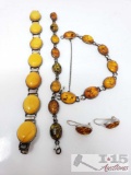 3 Sterling Silver Bracelets and 1 Pair of Earrings, Combined 52.6 Grams