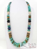 Authentic Native American Turquoise Necklace by Artist Tommy Singer. Sterling Silver and Turquoise