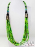 Authentic Native American Turquoise Necklace by Artist Tommy Singer. Sterling Silver and Turquoise