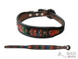 Embroidered Serape Design Dog Collar with Copper Buckle- Large