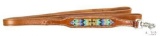 Genuine Leather Dog Leash with Beaded Inlay