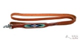 Genuine Leather Dog Leash with Beaded Inlay