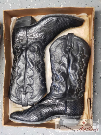 Pair of Tony Lama Snake Skin Boots, Size 8.5D
