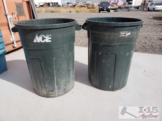 Two 50 Gallon Ace Hardware Trash Cans.