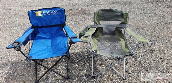 2 Folding Nylon Chairs With Covers 33"x19"