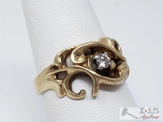 14k Gold Ring with Center Diamond