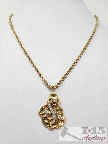 14k Gold Necklace with Diamonds, 19.1g