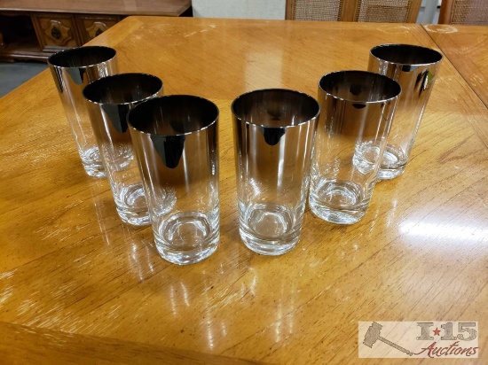 6 Beautiful Drinking Glasses Dipped in Silver!