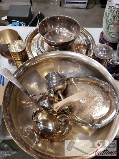 Large lot of Approximately 30 pieces of silver plated pieces