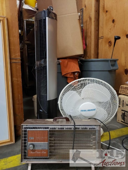 Tower Fan, Table Fan and an Electric Heater