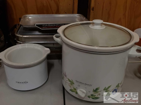 Two Slow Cookers and Electric "Open Hearth" Broiler