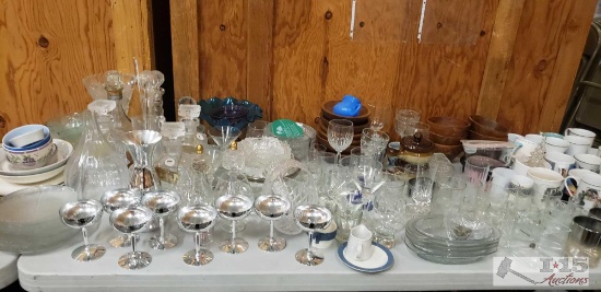 Assorted Glassware- Coffee Mugs, Plates, Decanters, Bowls, Vases and More