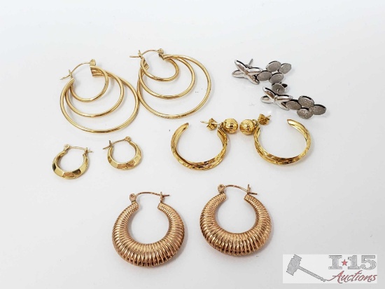 Five Pairs of 14k Gold Earrings, 11.5g