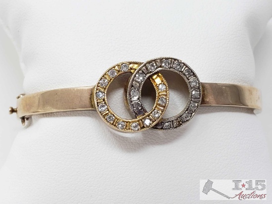 14k Gold Bracelet with Diamonds, 15.9g
