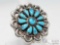 Turquoise Cluster Sterling Silver Ring, 14.9g Signed by JwW and Marked Sterling