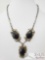 Signed and Marked by Artist Vintage Sterling Silver Necklace with Black Onyx Stones , 31.4g