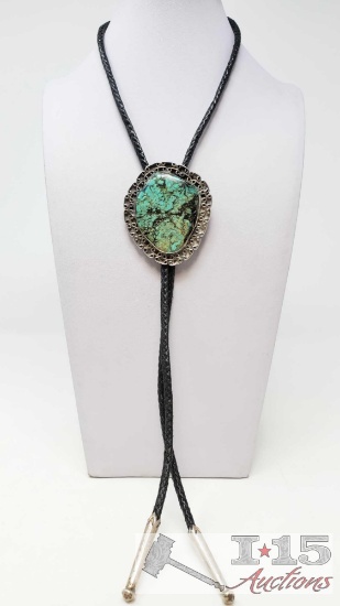 Sterling Silver Turquoise Bolo Tie, 54g